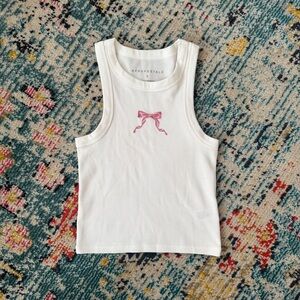 Aeropostale White Tank Top with Pink Bow